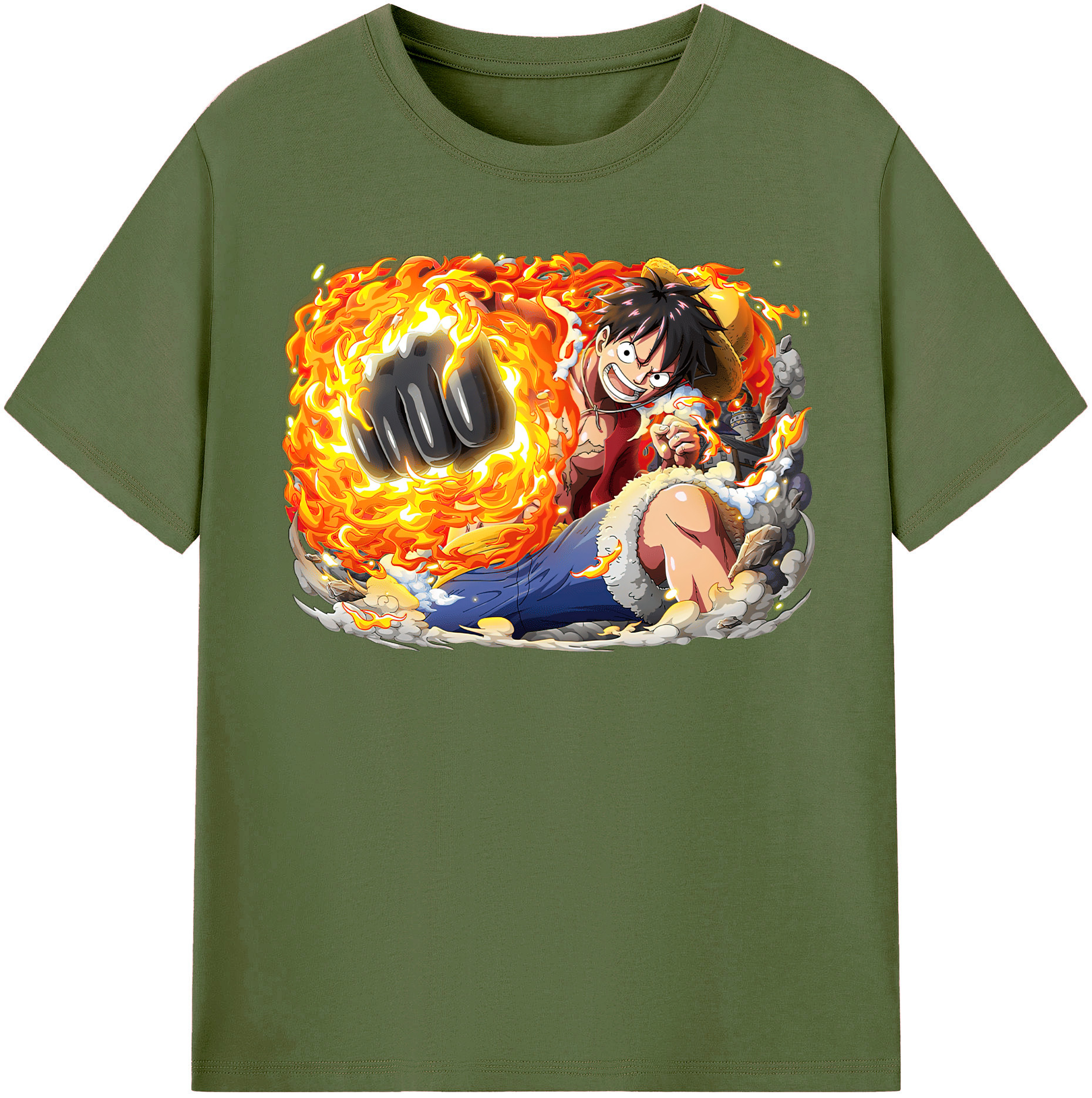 ワンピース モンキー・D・ルフィ ONE PIECE Monkey D. Luffy 綿100％半袖Tシャツ（フロントプリント）